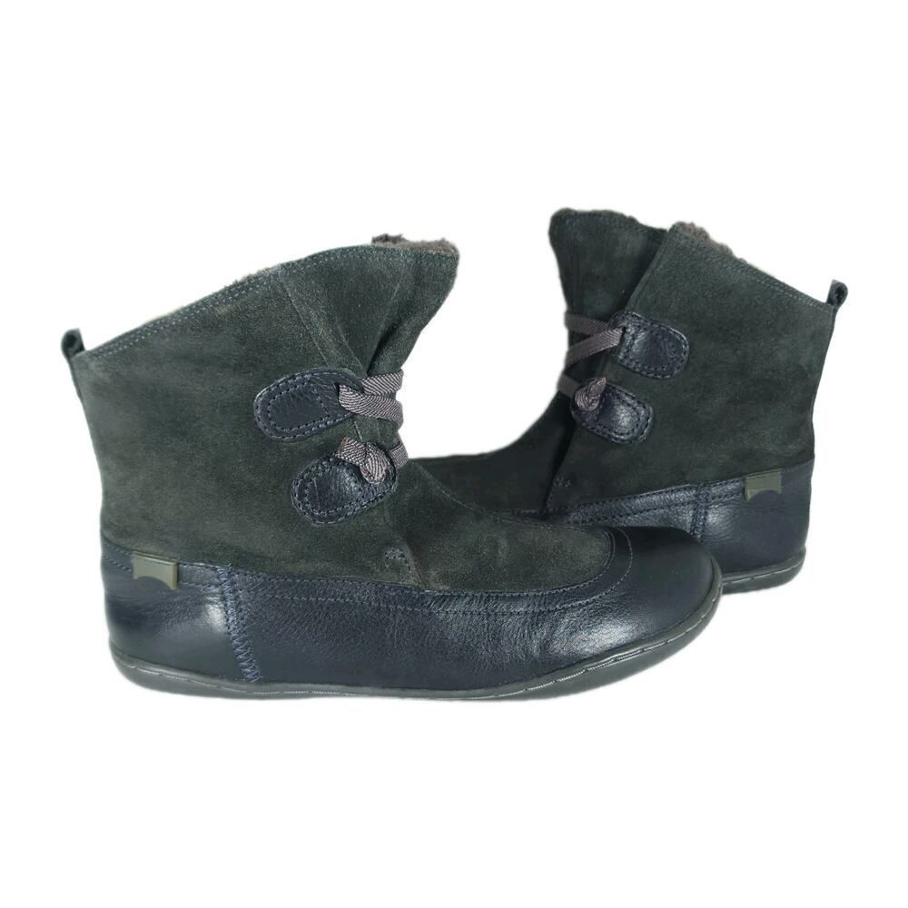 Camper Women's Beetle US5,5-6 EU36 Green Leather LaceUp Lightweight Ankle Boots